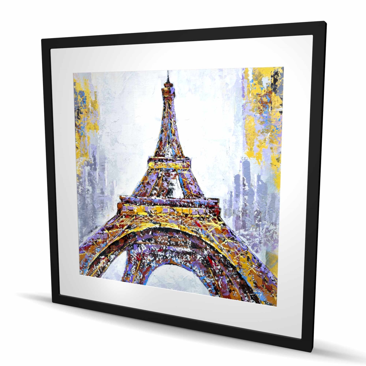 C1FM36361A03SB 36 x 36 in. Abstract Paint Splash Eiffel Tower - Purple Building Print