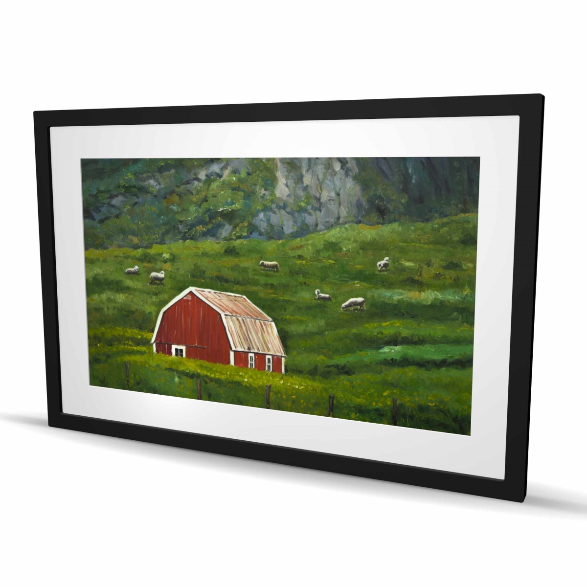 C1FM24367ZNVOR 24 x 36 in. Life in the Countryside - Farm Animals Red Framed Print