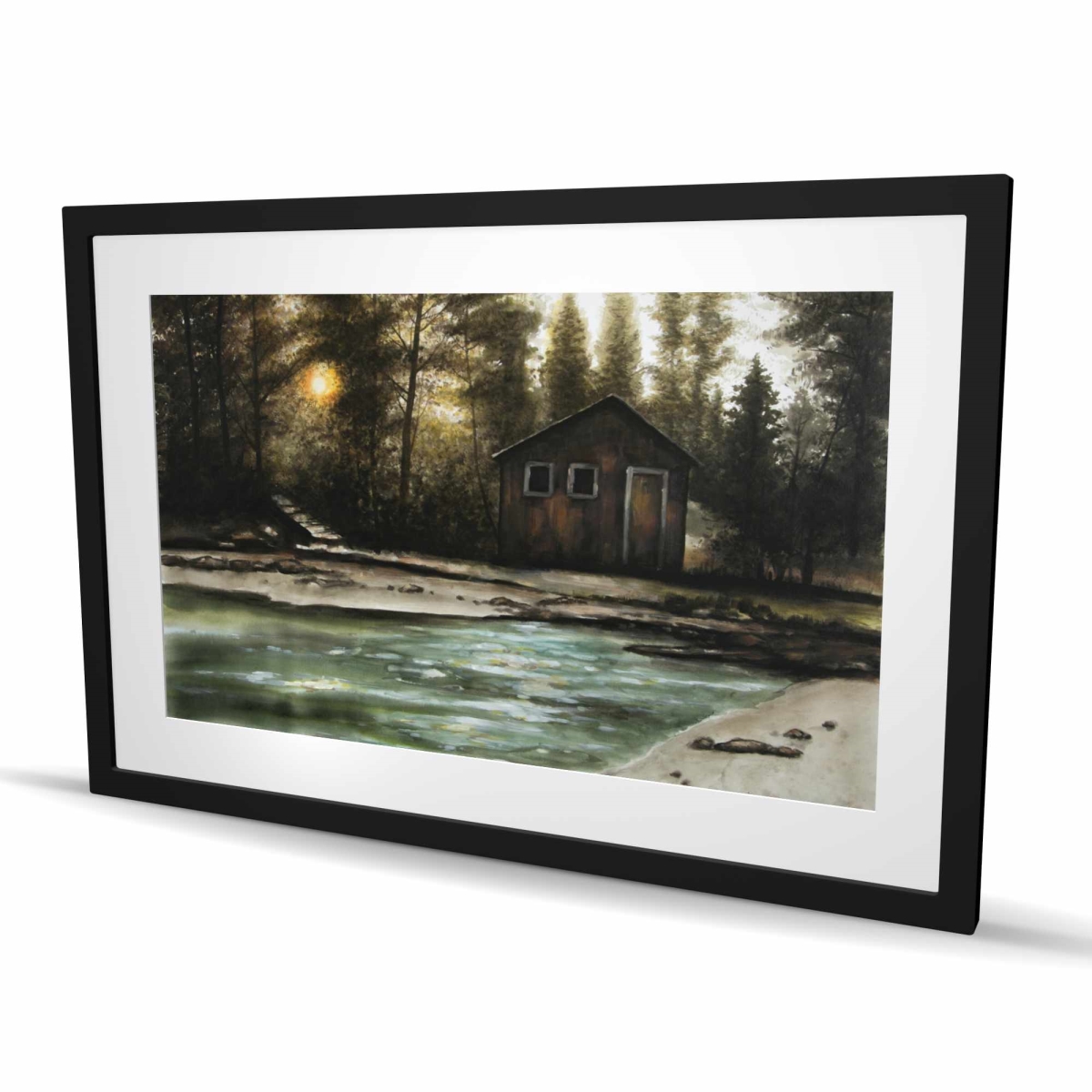 C1FM2436605TS9 24 x 36 in. Cabin in the Forest - Rustic Office Framed Matted Print