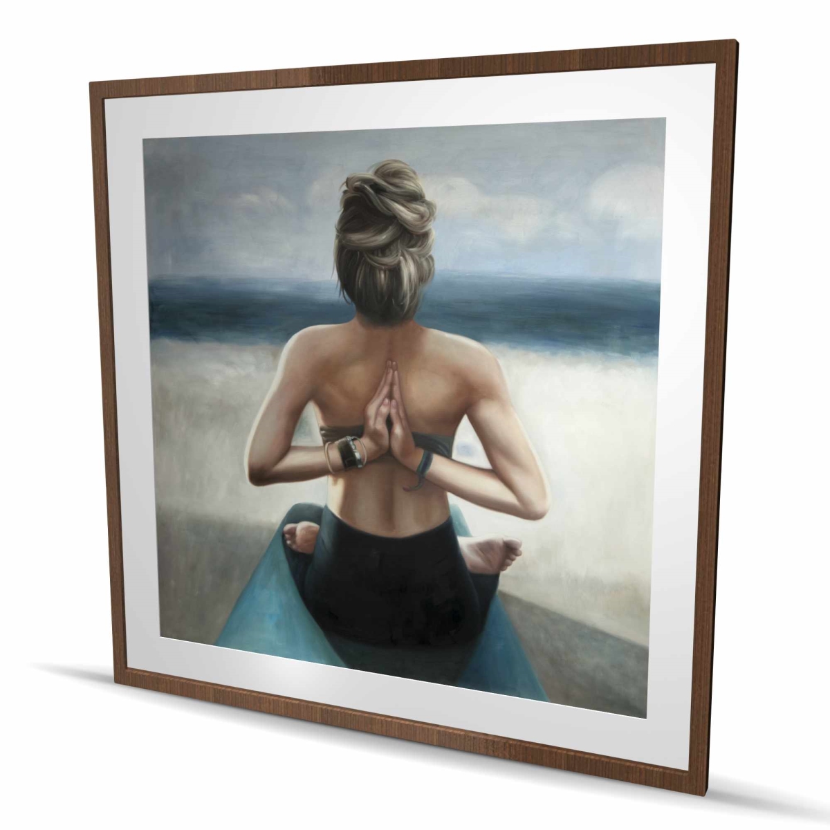 C1FM4848AWD4EH 48 x 48 in. Reverse Prayer Pose - Framed Matted Print for Home Decor