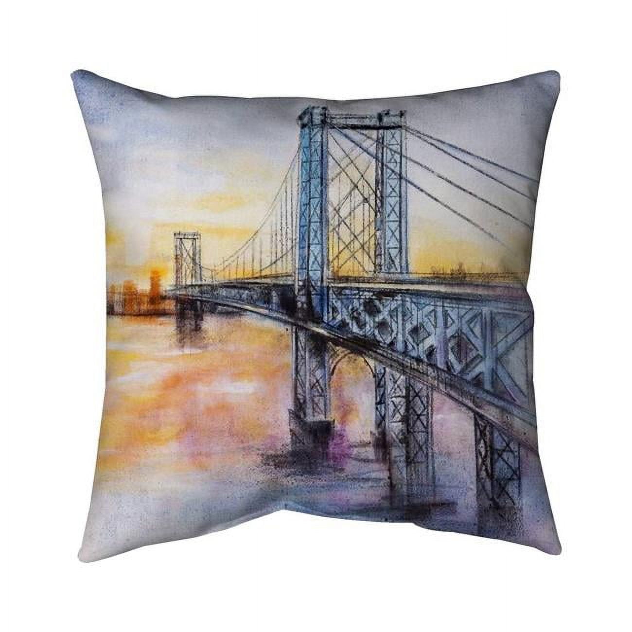 20 x 20 in. Abstract Brooklyn Bridge-Double Sided Print Outdoor Pillow Cover