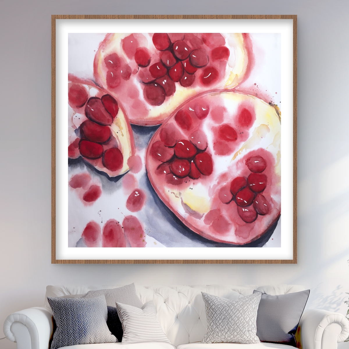 C1FM4848FDWVIC 48 x 48 in. Pomegranate Pieces - Framed Matted Print for Home Decor