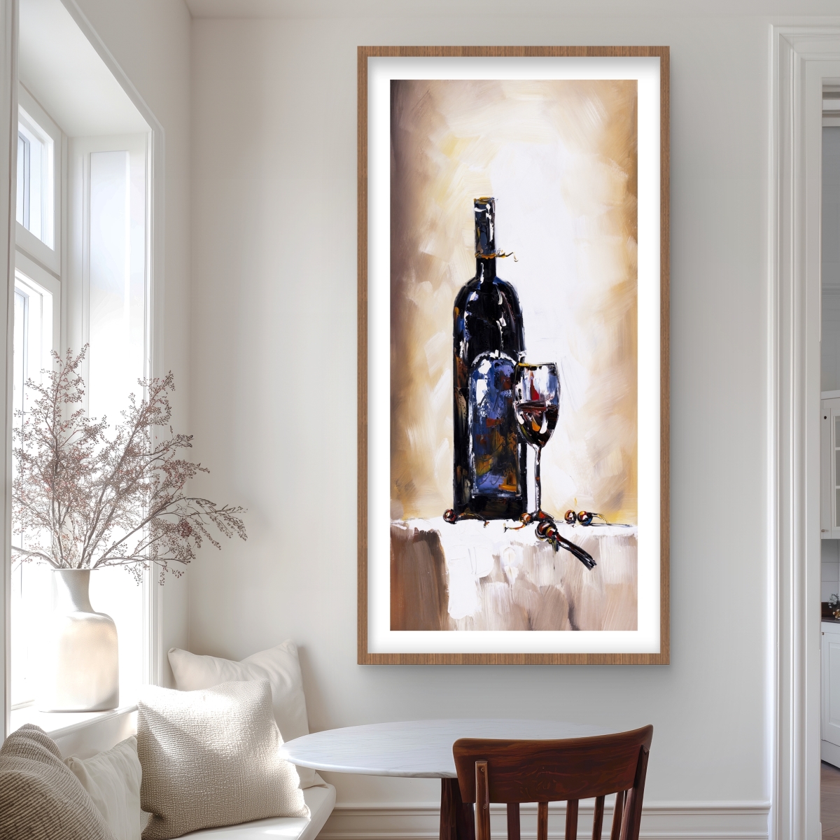 C1FM2448U6CES5 24 x 48 in. Bottle & Glass of Red Wine - Kitchen Still Life Print