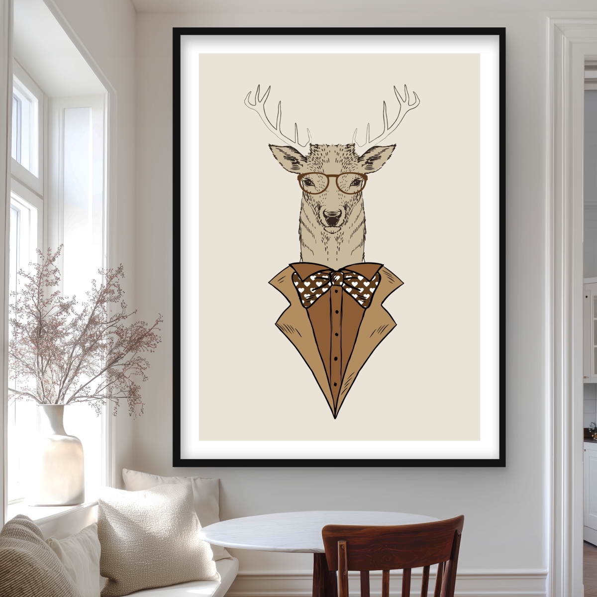 C1FM3648P4D5UH 36 x 48 in. Deer with Brown Coat - Framed Matted Print for Home Decor