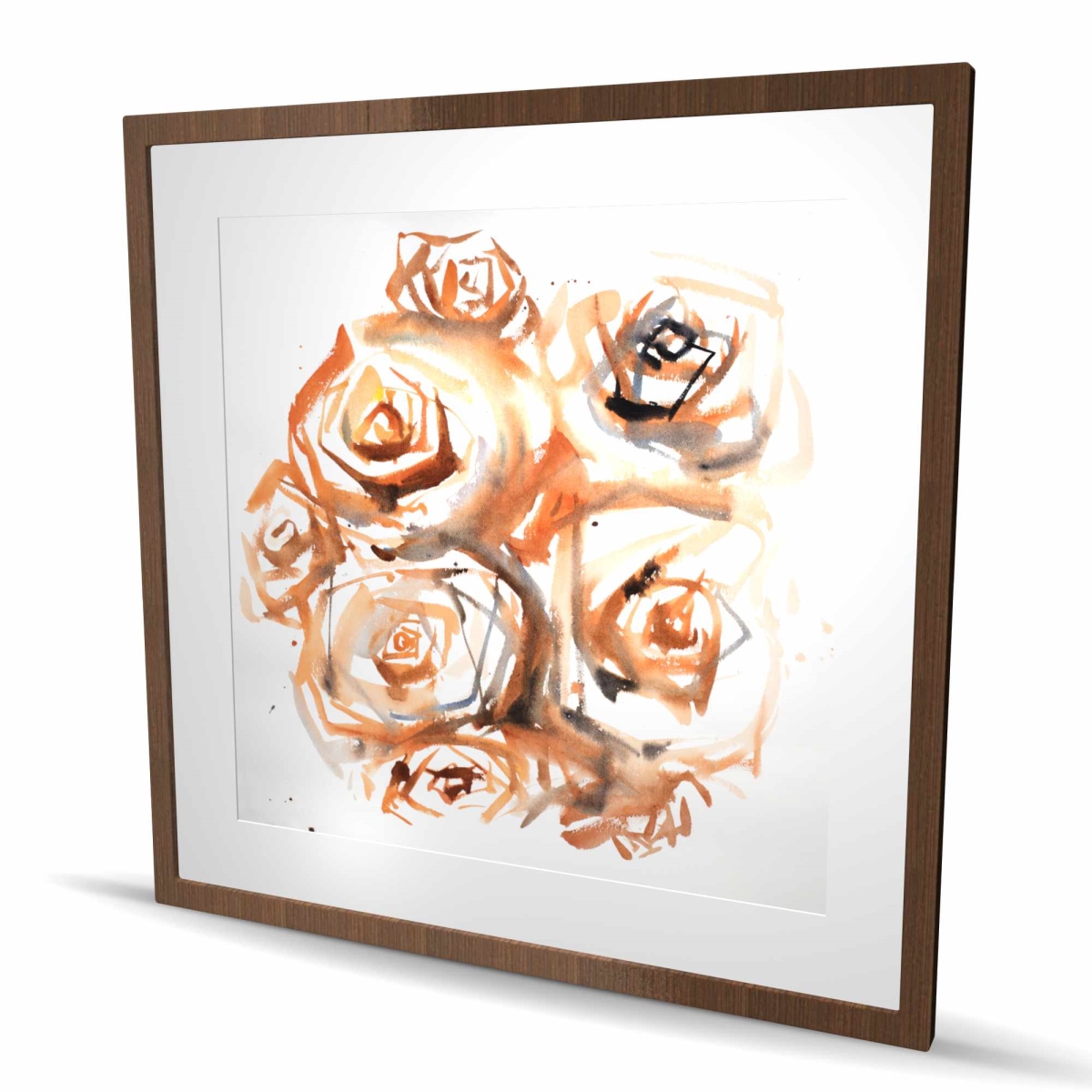 C1FM3636DGA4M7 36 x 36 in. Sepia Style Abstract Roses Bundle - Brown Framed Print Decor