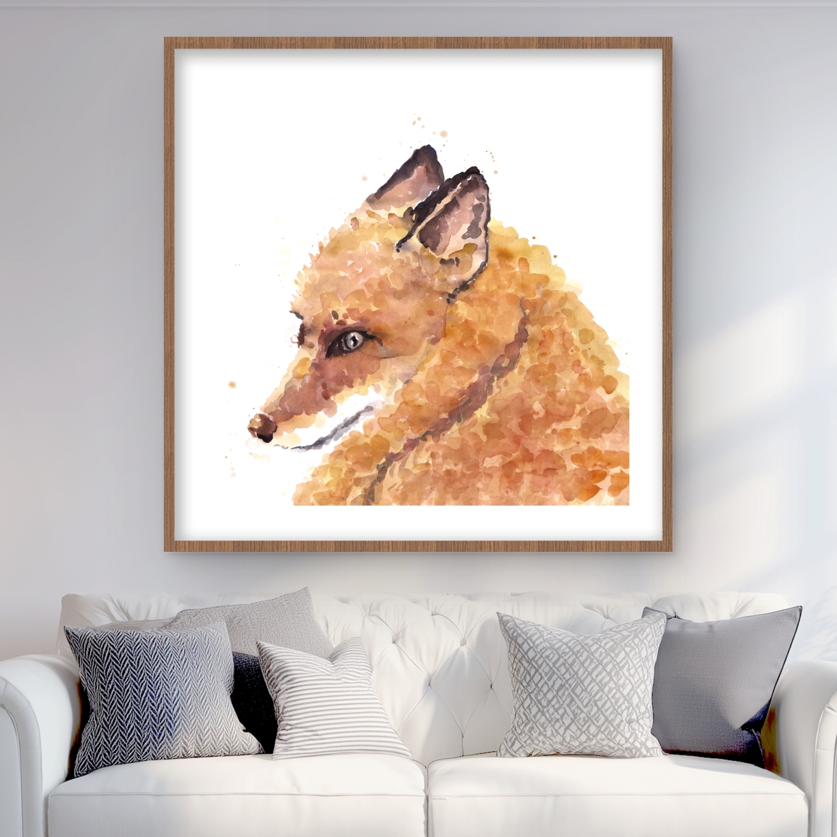 C1FM3636RWINUX 36 x 36 in. Fox - Scandinavian Framed Matted Print for Home Decor