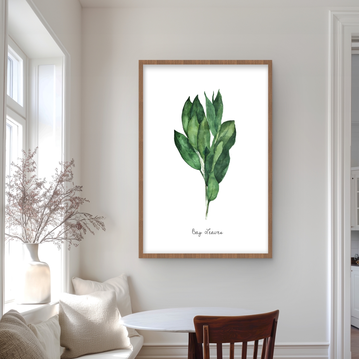 C1FM2436J58C4S 24 x 36 in. Bay Leaves Bundle - Green Kitchen Framed Matted Print Decor