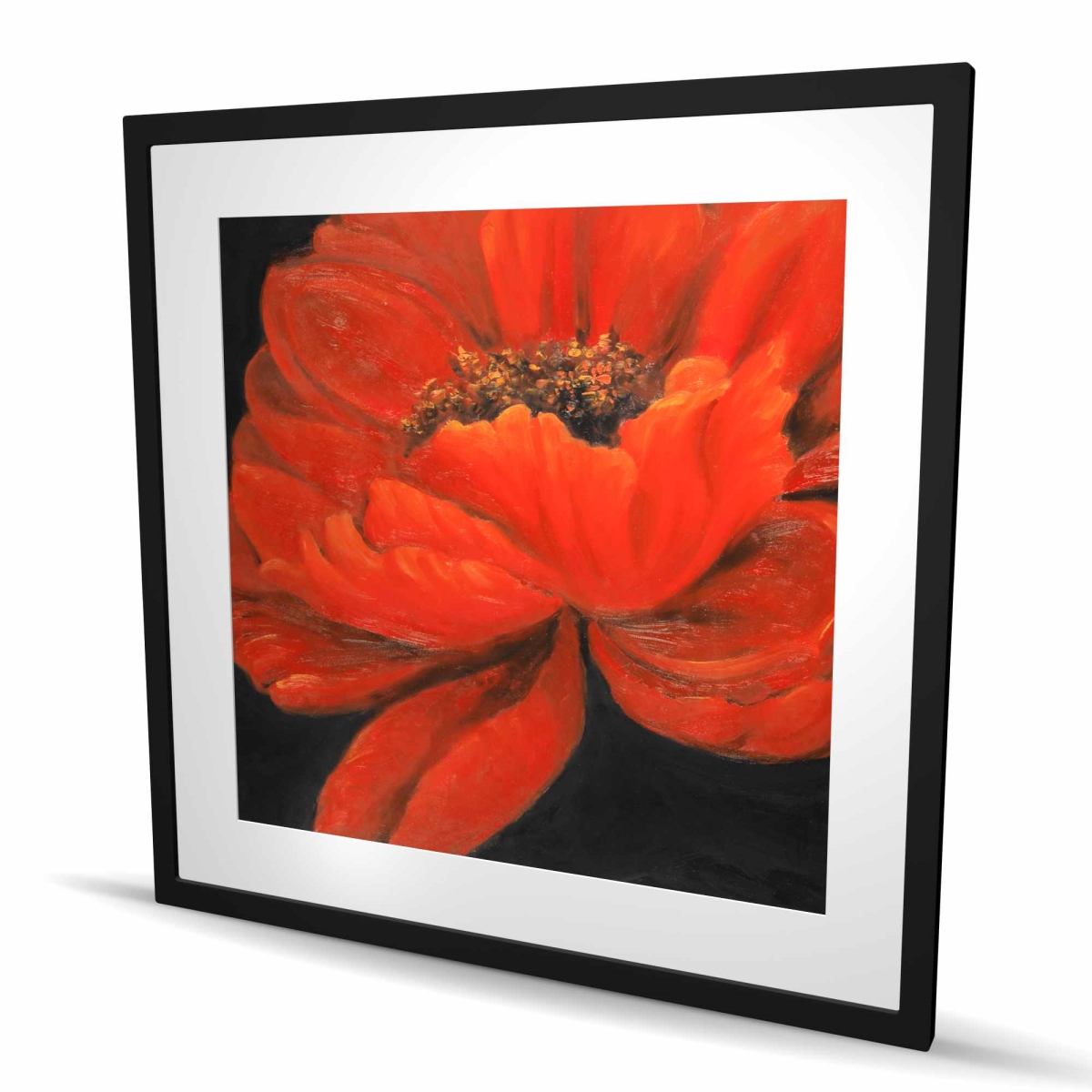 C1FM36365IU0F8 36 x 36 in. Red Petal Flower - Black Floral Framed Print for Home Decor