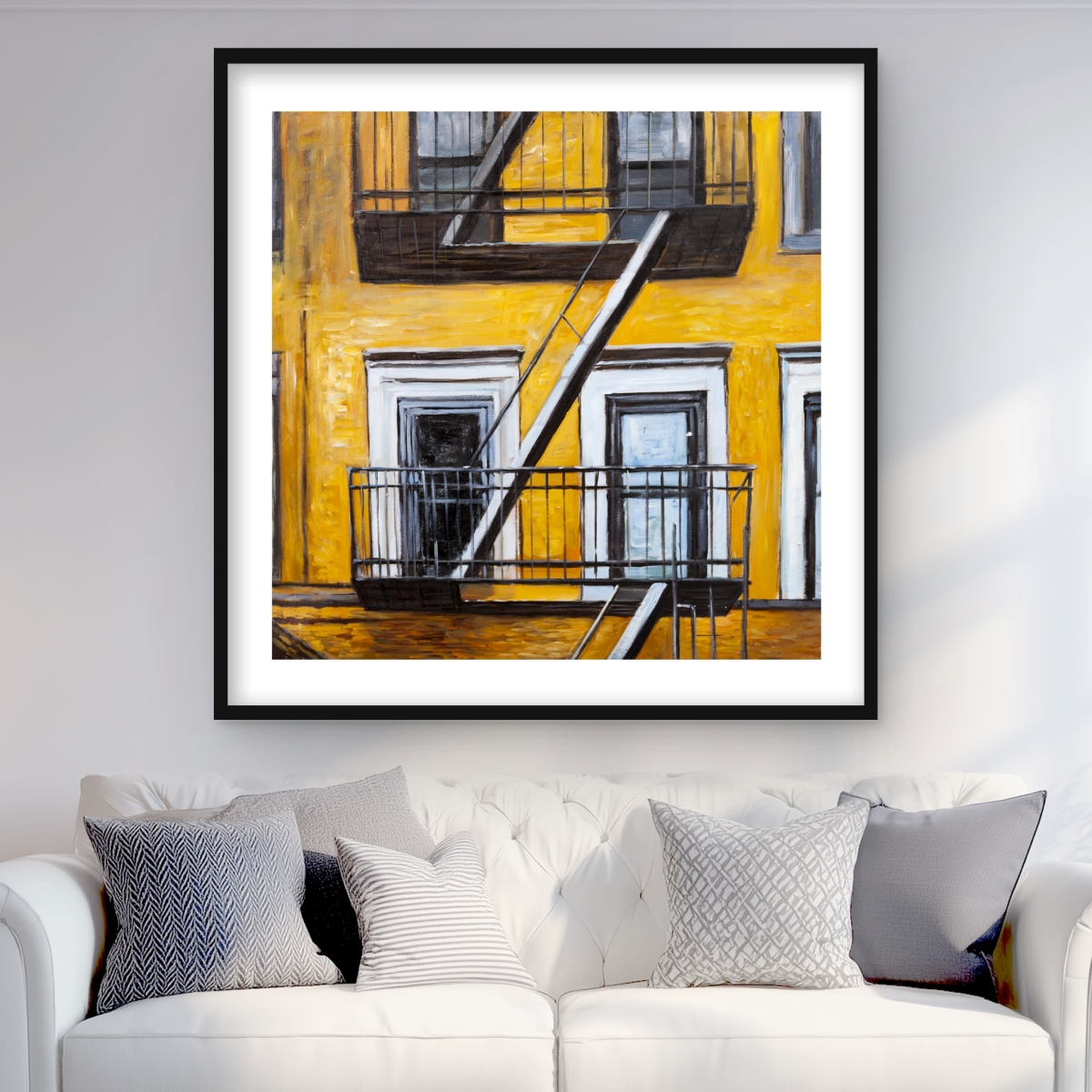 C1FM3636NDN2C4 36 x 36 in. Building Old Fire Escape - Architecture Print for Home Decor