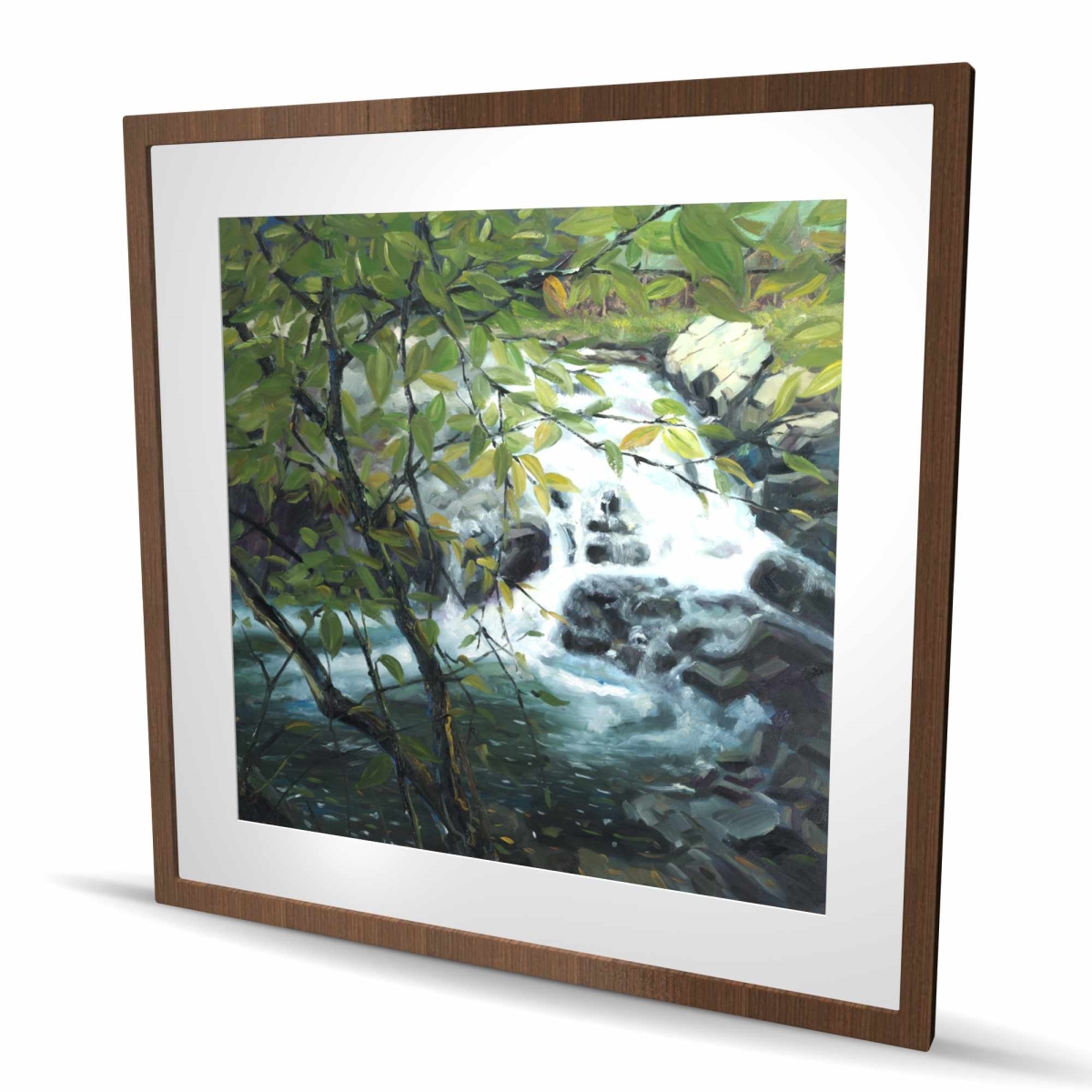 C1FM3636U0Q2D9 36 x 36 in. Peaceful Fall - Green Contemporary Framed Matted Print Decor