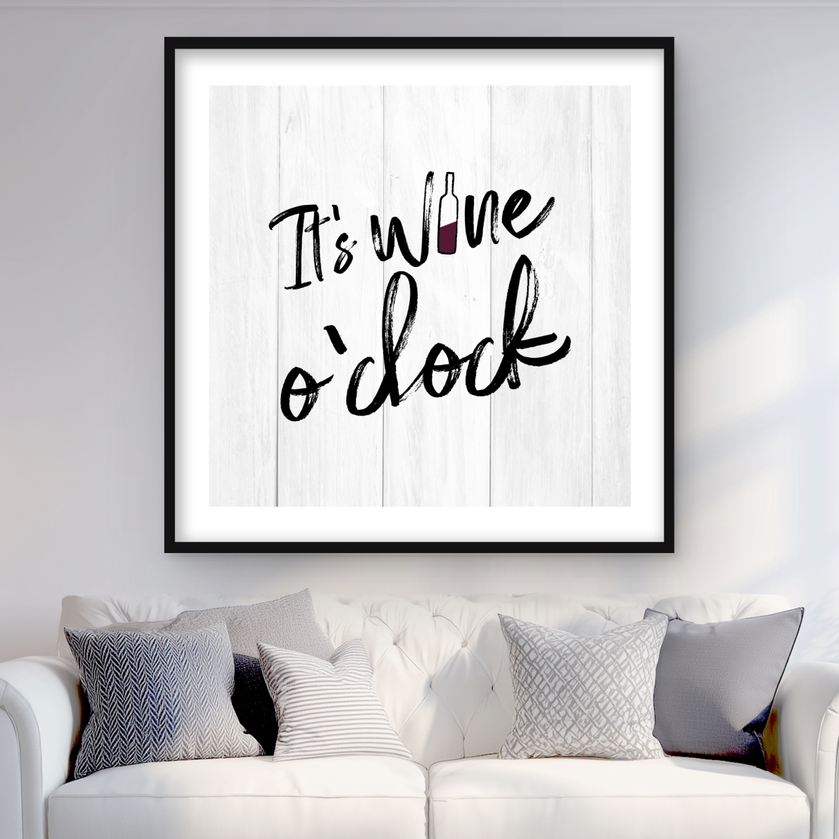 C1FM3636K3U7QL 36 x 36 in. Its Wine O Clock - Black & White Framed Print for Decor