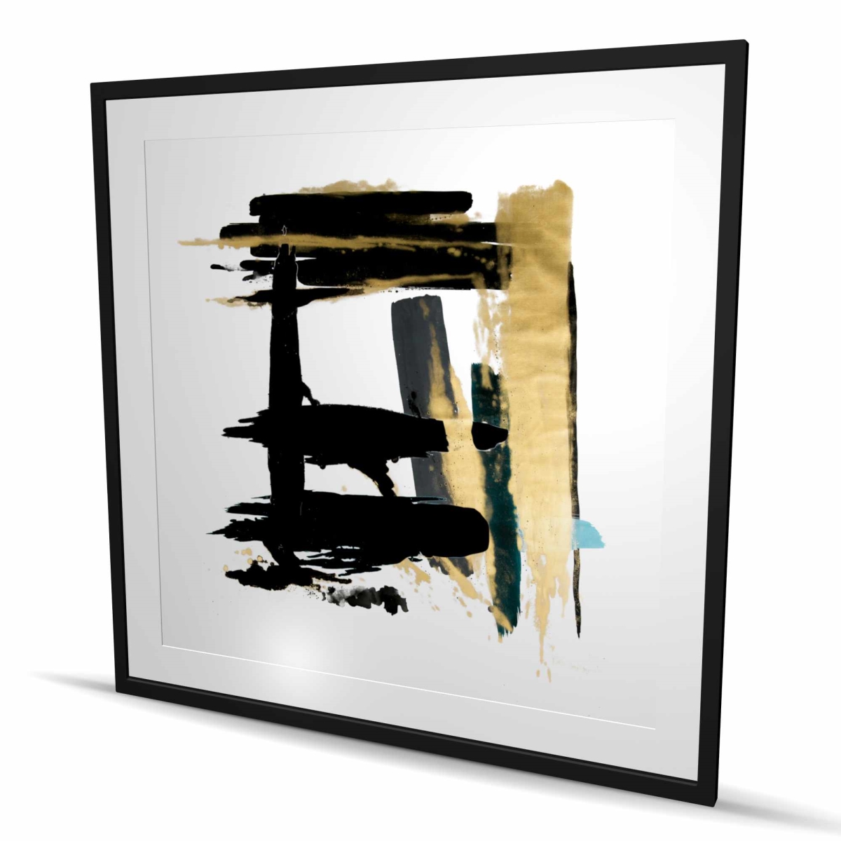 C1FM4848LZMWT0 48 x 48 in. Pastel Stroke - Modern Abstract Framed Matted Print Decor
