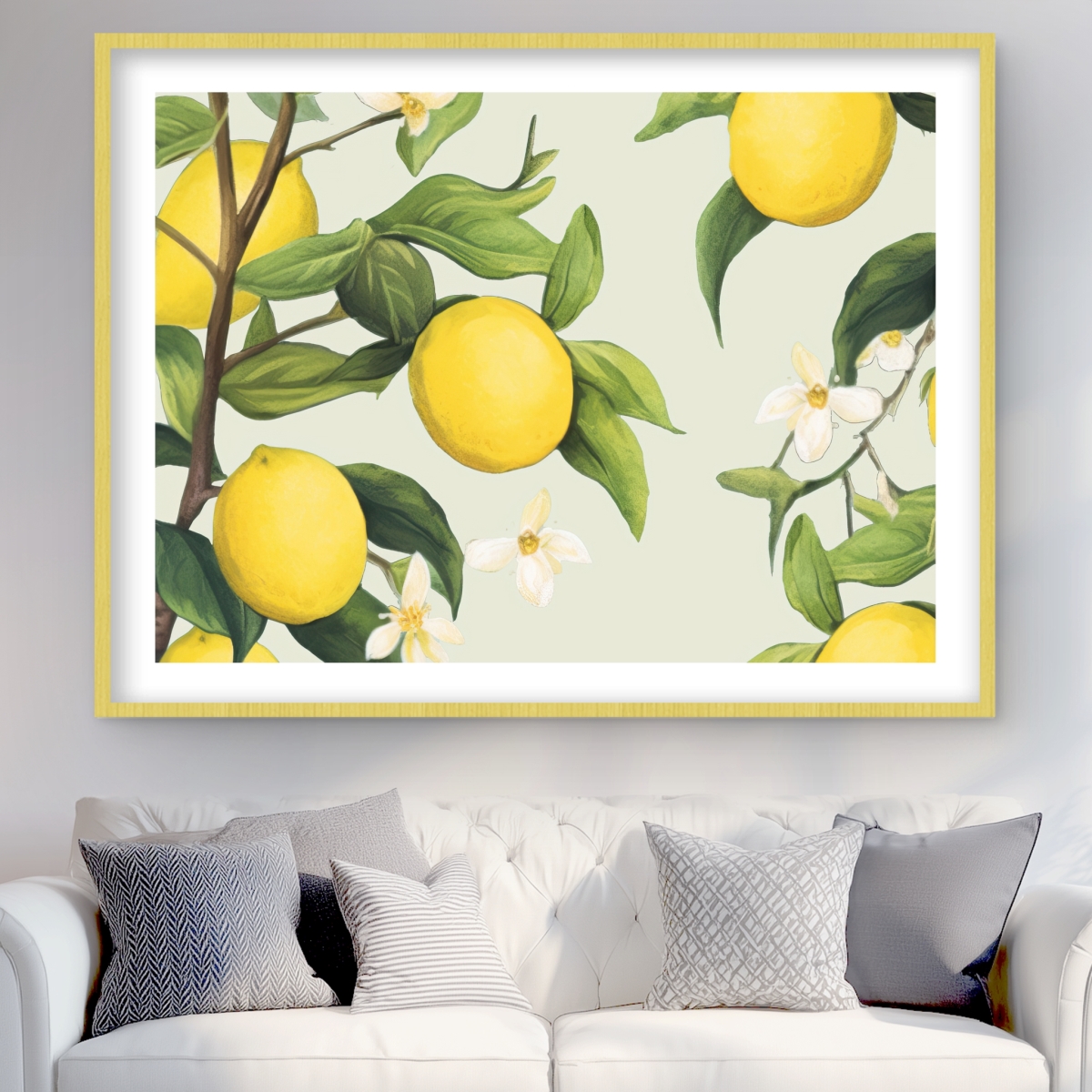 C1FM36480Q0IQ2 36 x 48 in. Flowery Lemons - Food Abstract Matted Print for Home Decor