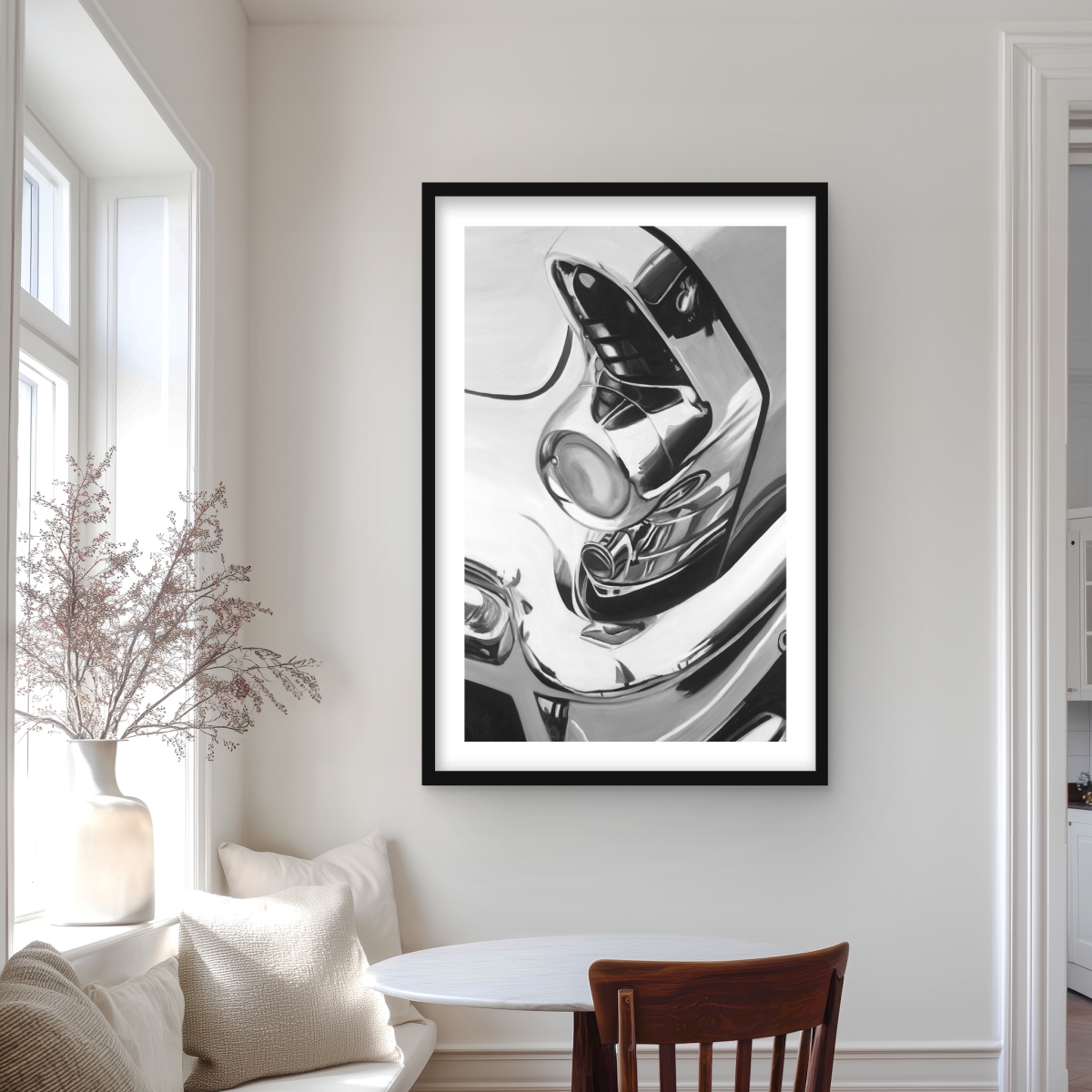 C1FM2436NY59X3 24 x 36 in. Beautiful Chrome Car - Hobbies Man Cave Framed Print Decor