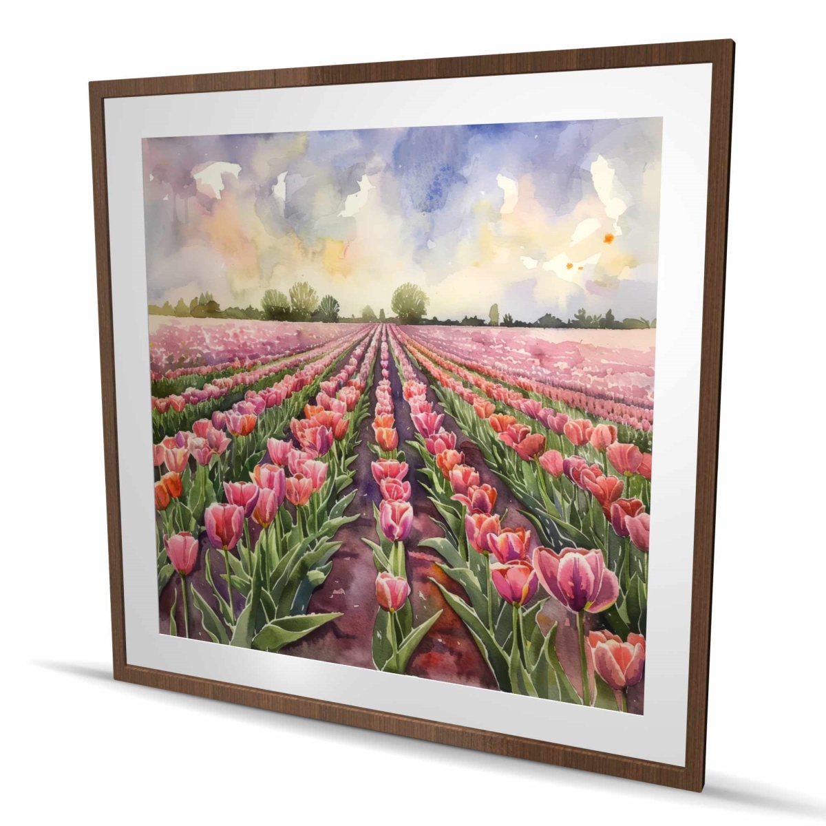 C1FM4848RCT8TS 48 x 48 in. Rose Row - Pink Framed Matted Print for Home Decor
