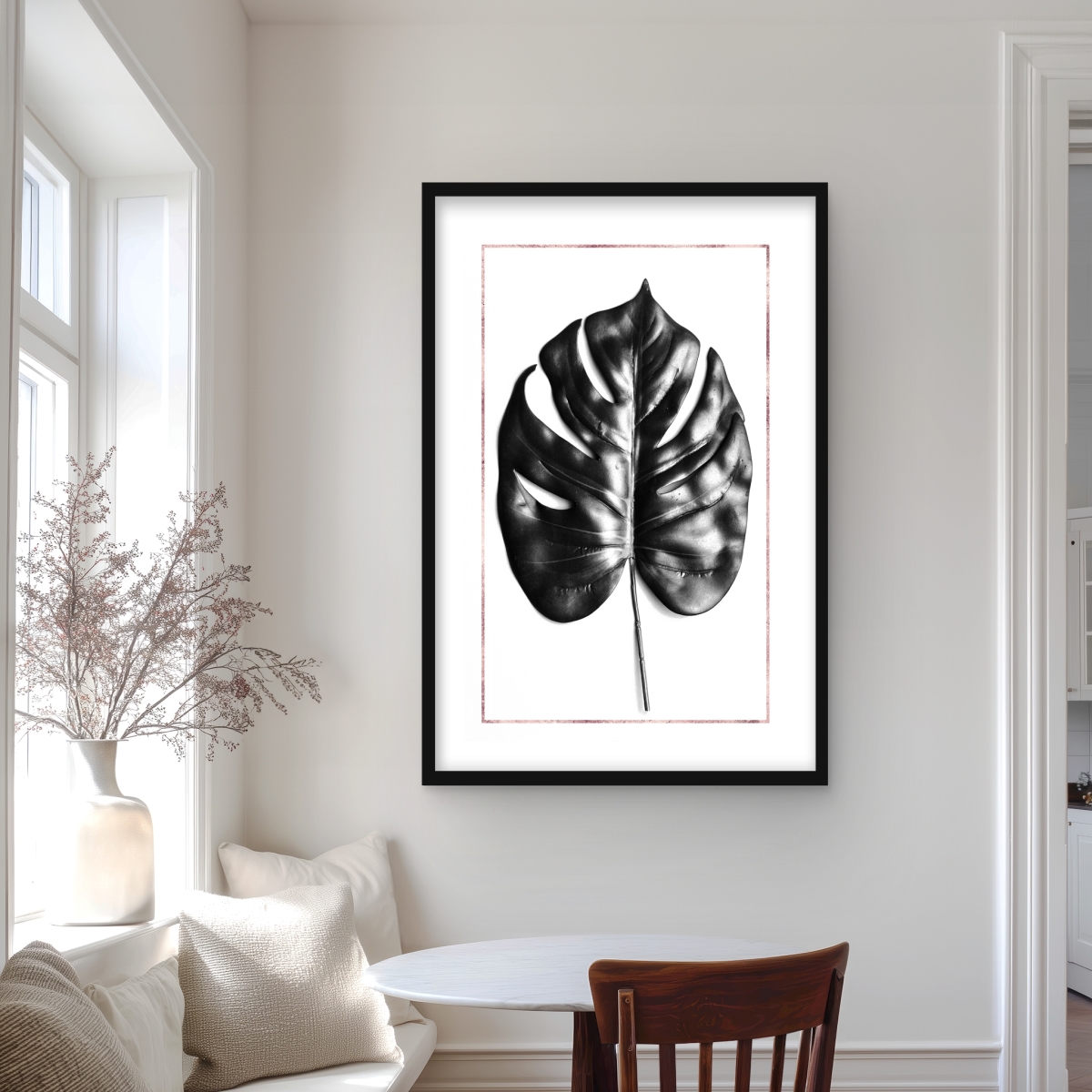 C1FM2436HP5WH1 24 x 36 in. Split Leaf Philodendron Print - Pink Scandinavian Home Decor
