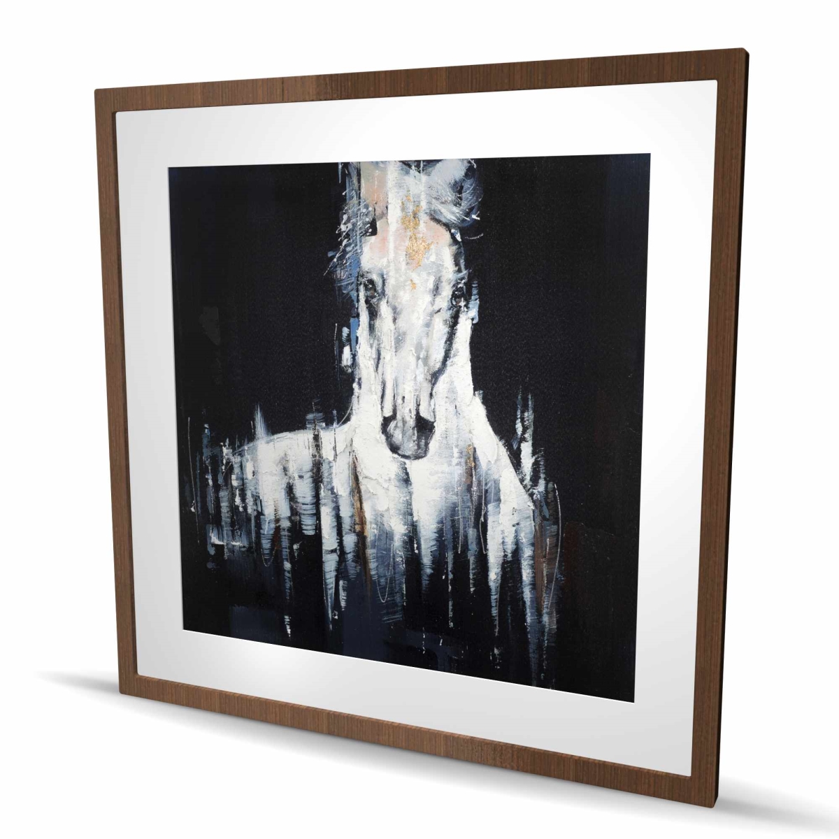 C1FM3636K6SPJJ 36 x 36 in. Abstract White Horse Print - Black Background Home Decor