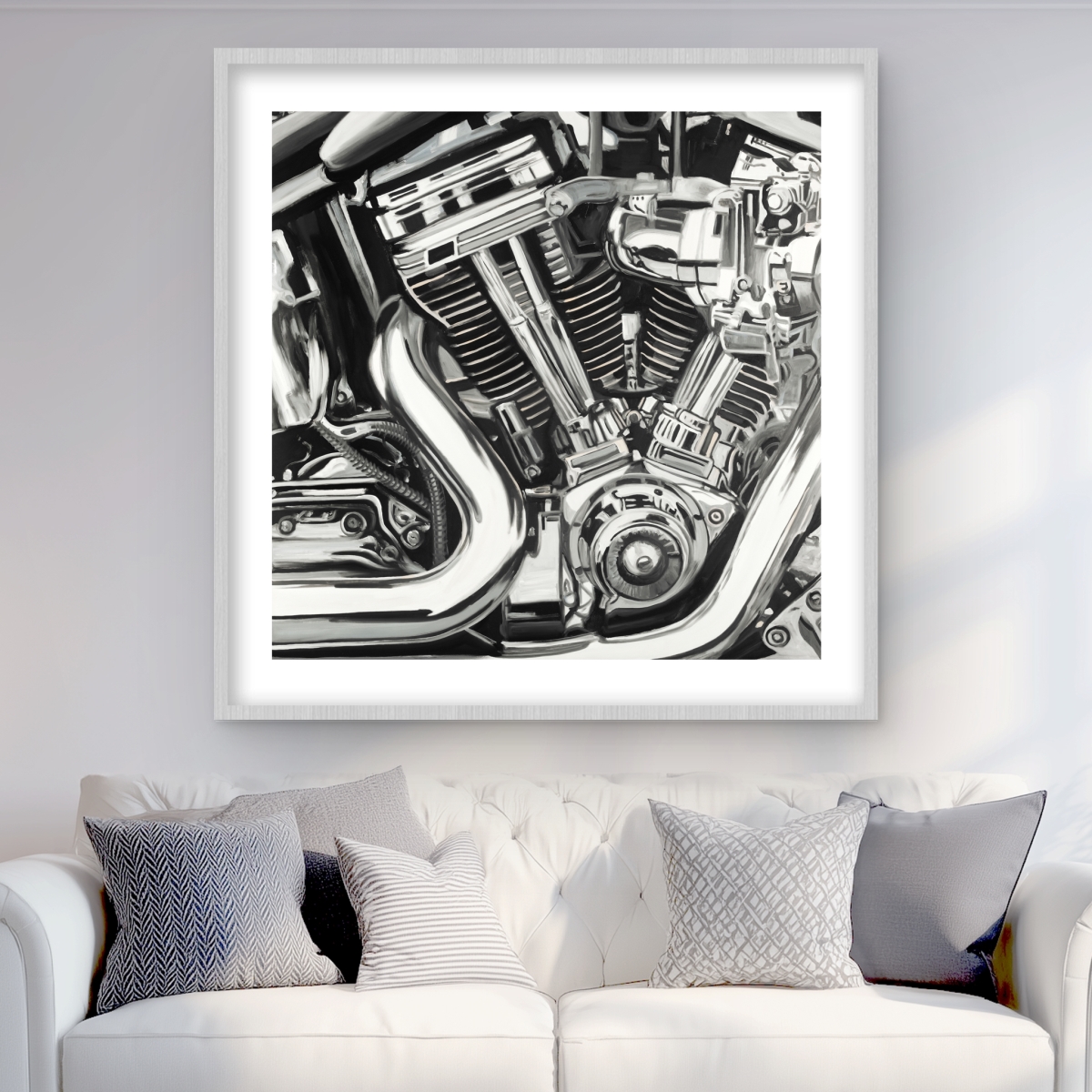 C1FM3636CRR3LE 36 x 36 in. Mechanism of A Motorcycle - Man Cave Decor Framed Print