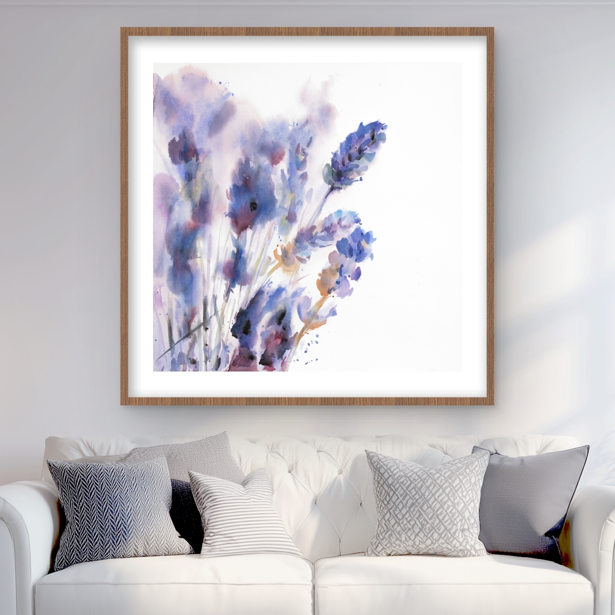 C1FM3636YX0J64 36 x 36 in. Watercolor Lavender Flowers Print - Purple Framed Decor