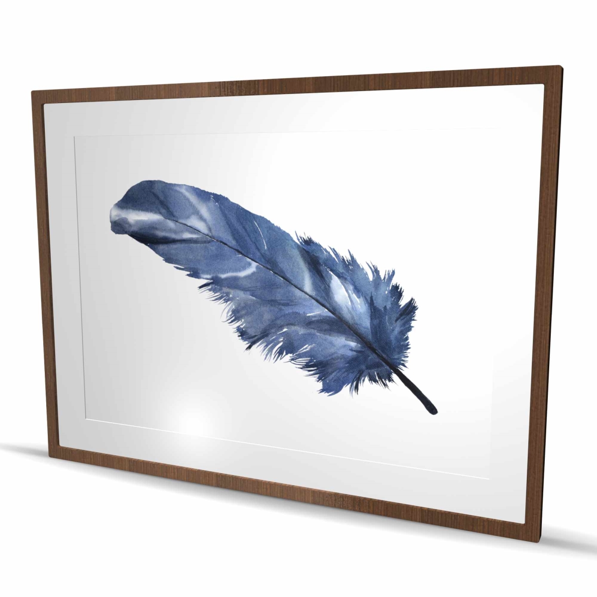 C1FM36489PIO0M 36 x 48 in. Blue Feather - Classic Framed Matted Print for Home Decor