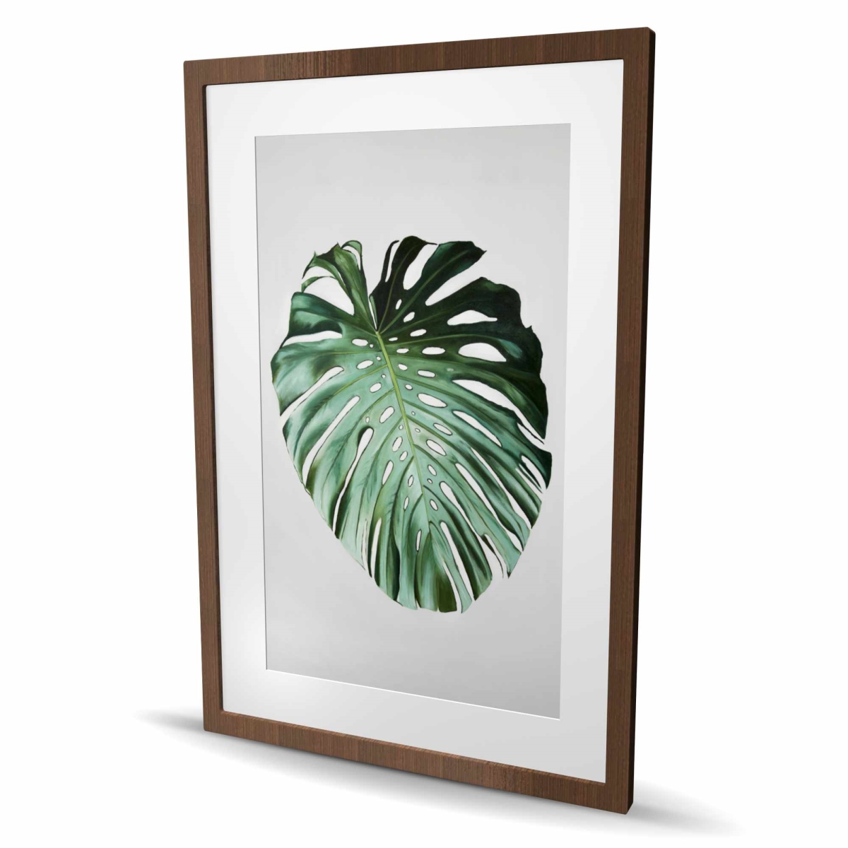 C1FM2436ZYJS0T 24 x 36 in. Monstera Leaf Framed Matted Print - Green Botanical Decor