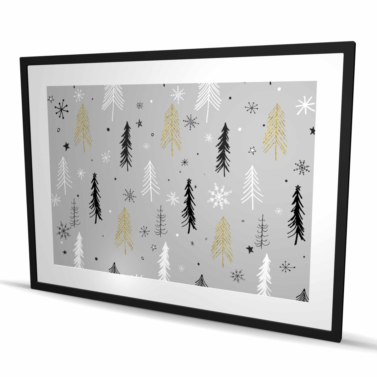C1FM3648DF0TBO 36 x 48 in. Christmas Tree Pattern - Framed Matted Holiday Print Decor