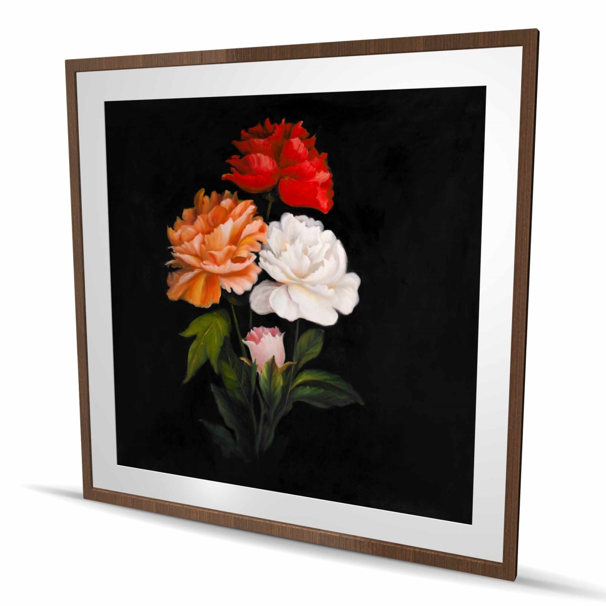 C1FM48483W9FEL 48 x 48 in. Three Beautiful Rose Flowers - Hyperrealist Framed Print
