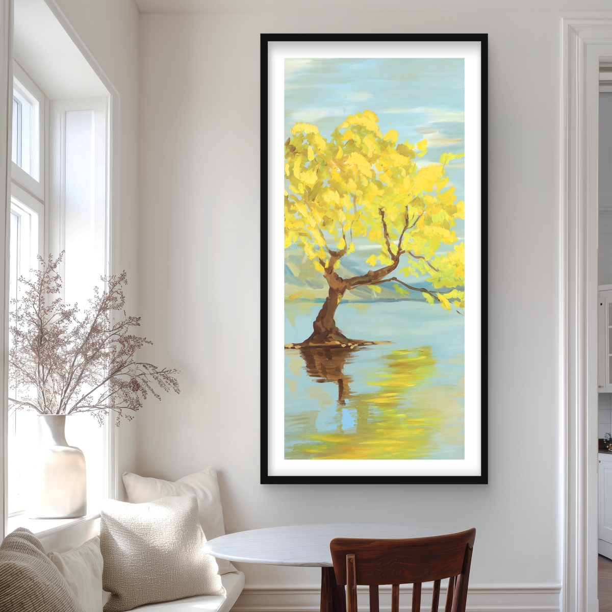 C1FM2448DUSN3M 24 x 48 in. Spring Landscape with Tree in Lake - Modern Framed Print