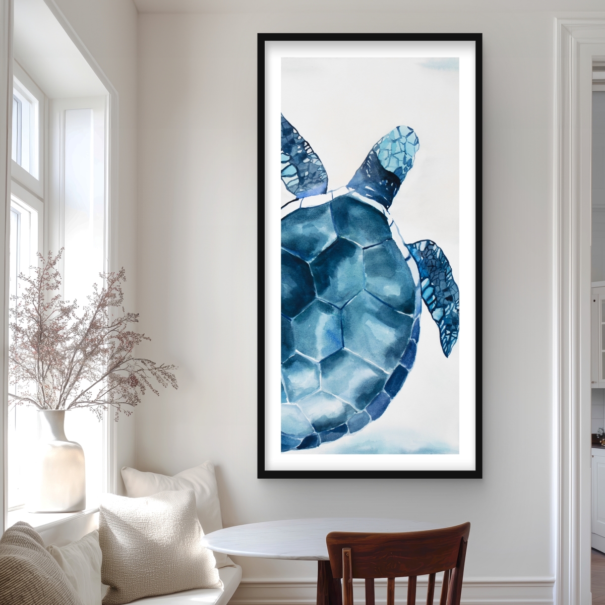 C1FM2448VSMTTP 24 x 48 in. Blue Turtle - Coastal Reptile Framed Matted Print for Decor