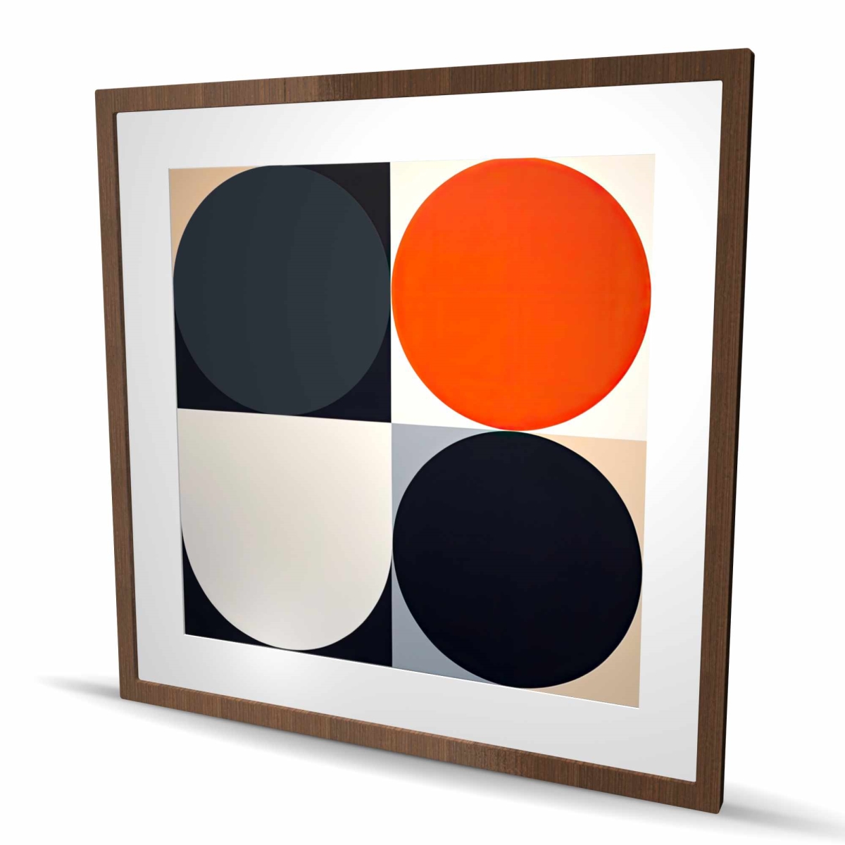 C1FM3636TW6HN5 36 x 36 in. Split Circles - Illustrative Patterns Framed Matted Print
