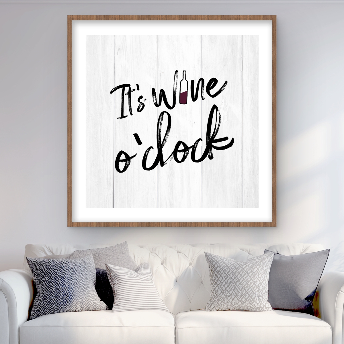 C1FM363680GJWT 36 x 36 in. Its Wine O Clock - Black & White Framed Matted Print Decor