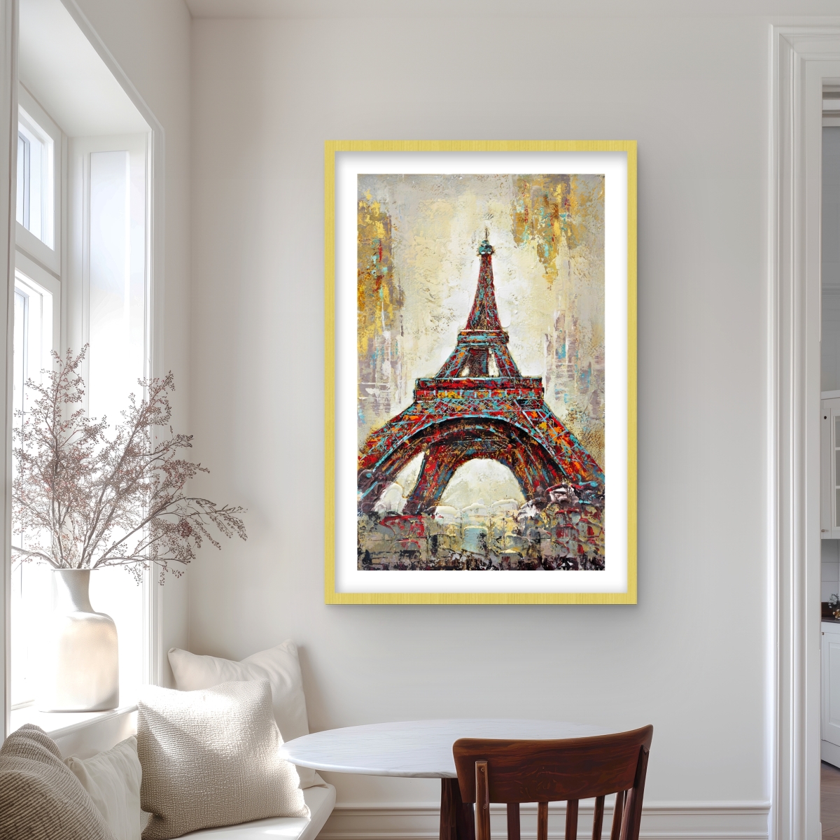 C1FM2436T7UQMI 24 x 36 in. Abstract Eiffel Tower - Framed Matted Print for Home Decor
