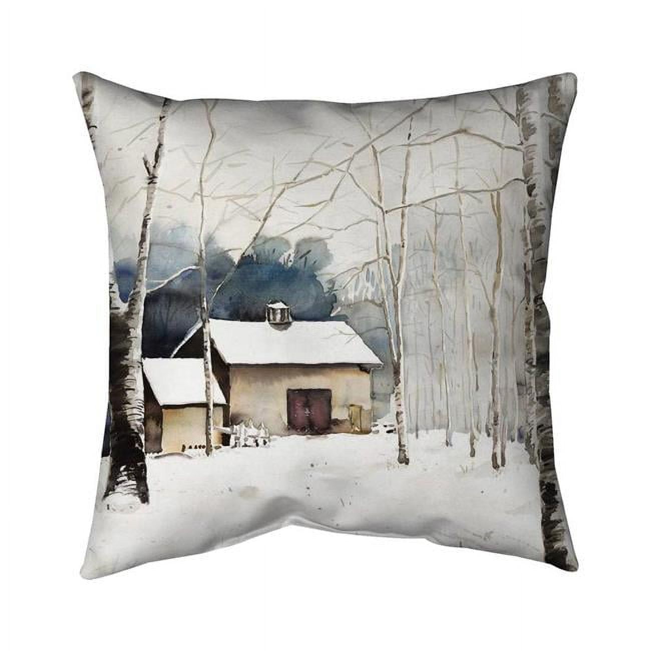 20 x 20 in. Small Winter Barn-Double Sided Print Outdoor Pillow Cover