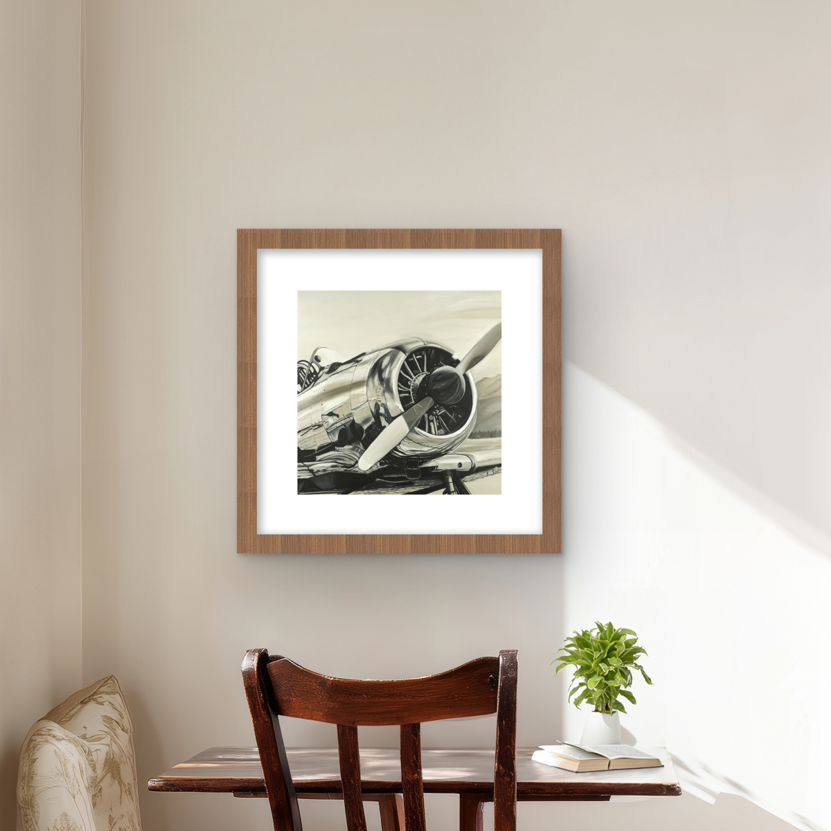 C1FM16163KNAFA 16 x 16 in. Vintage Aircraft - Hyperrealist Transportation Matted Print