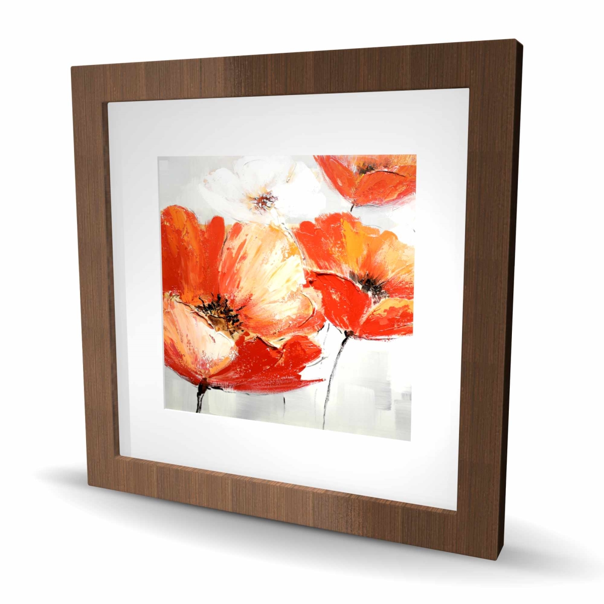 C1FM161649WQ7M 16 x 16 in. Red Wild Flowers in the Wind - Living Room Framed Print