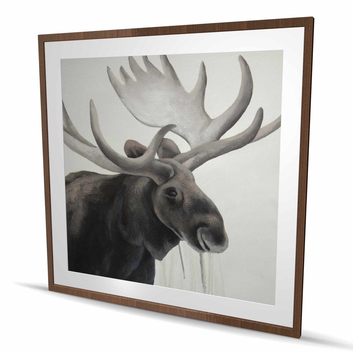 C1FM4848GW6BAQ 48 x 48 in. Rustic Moose Framed Matted Print - Brown Animals Home Decor