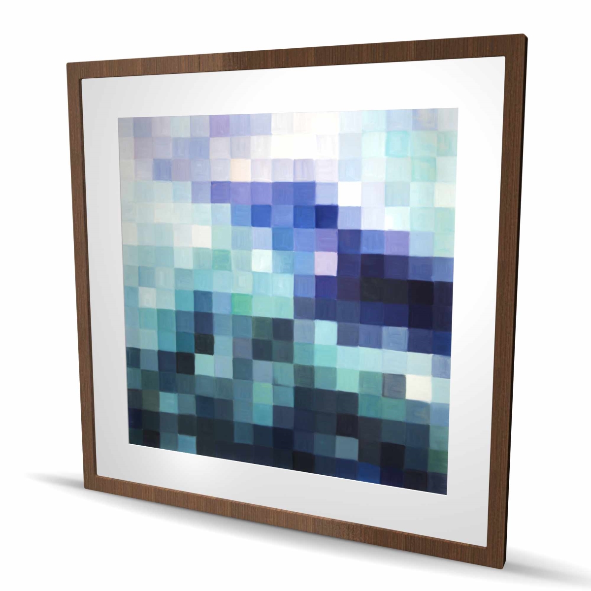 C1FM3636RKF818 36 x 36 in. Pixelized Landscape - Framed Matted Print for Bedroom Decor