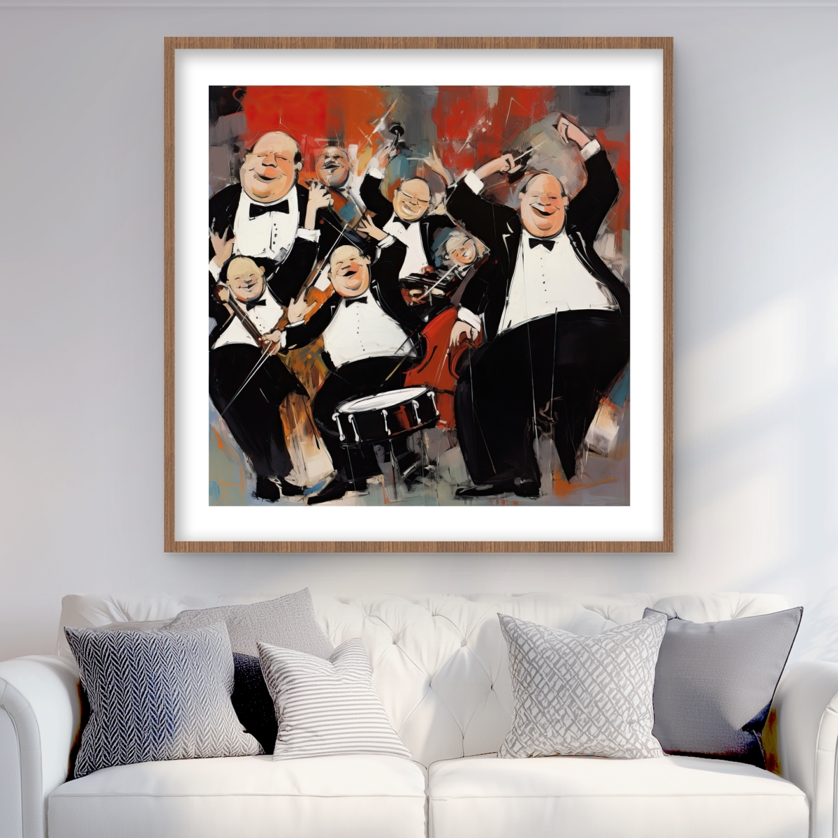 C1FM3636RN0WPK 36 x 36 in. Lively Dance - Black Bedroom Framed Matted Print for Decor