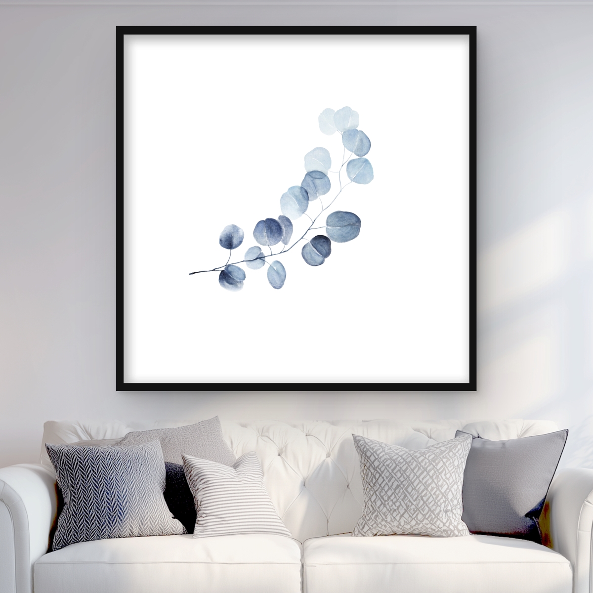 C1FM3636IPO0J3 36 x 36 in. Eucalyptus Branch - Botanical Framed Print for Home Decor