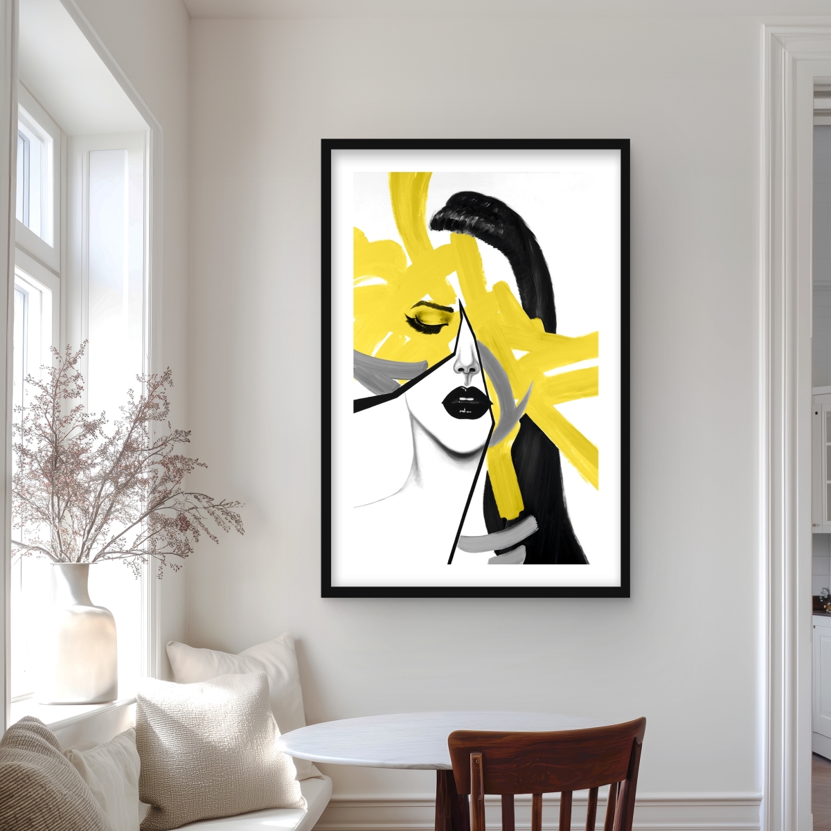 C1FM2436WMD2BW 24 x 36 in. Beauty Divided - Shapes Figurative Framed Matted Print Decor