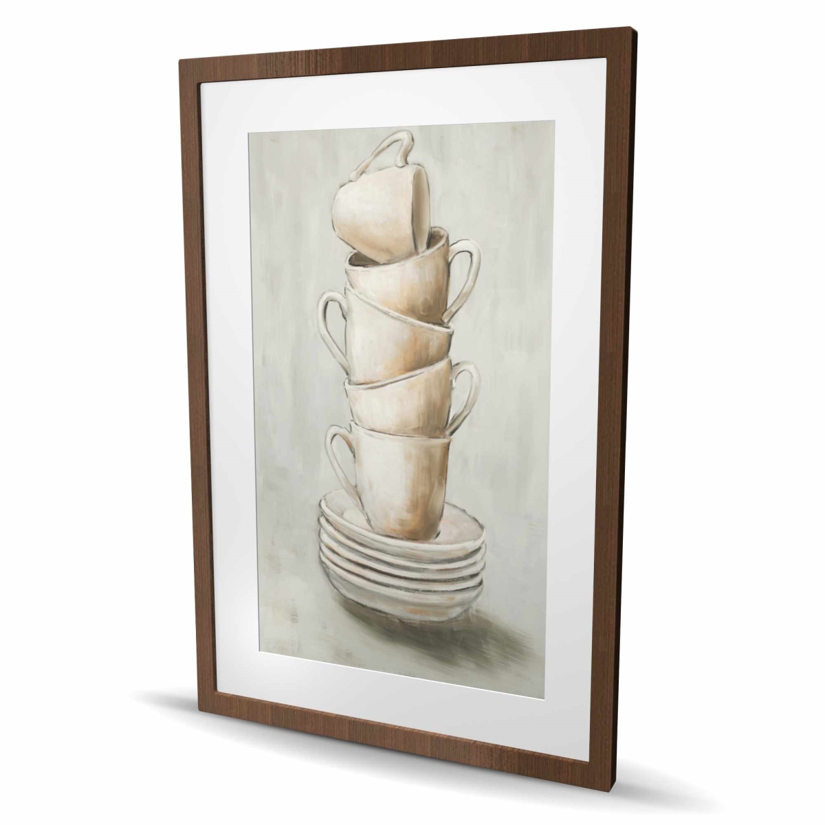 C1FM2436RBZWMW 24 x 36 in. Stacked Cups - Kitchen Still Life Framed Matte Print Decor
