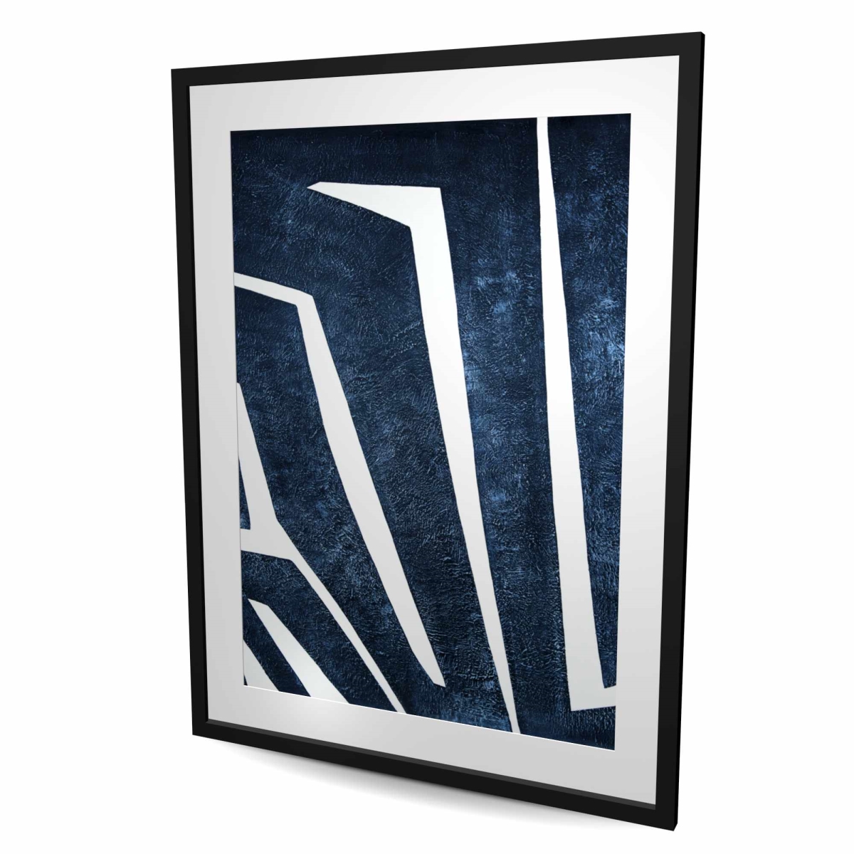 C1FM36482PSZJ0 36 x 48 in. Blue Labyrinth - Modern Abstract Framed Matted Print Decor