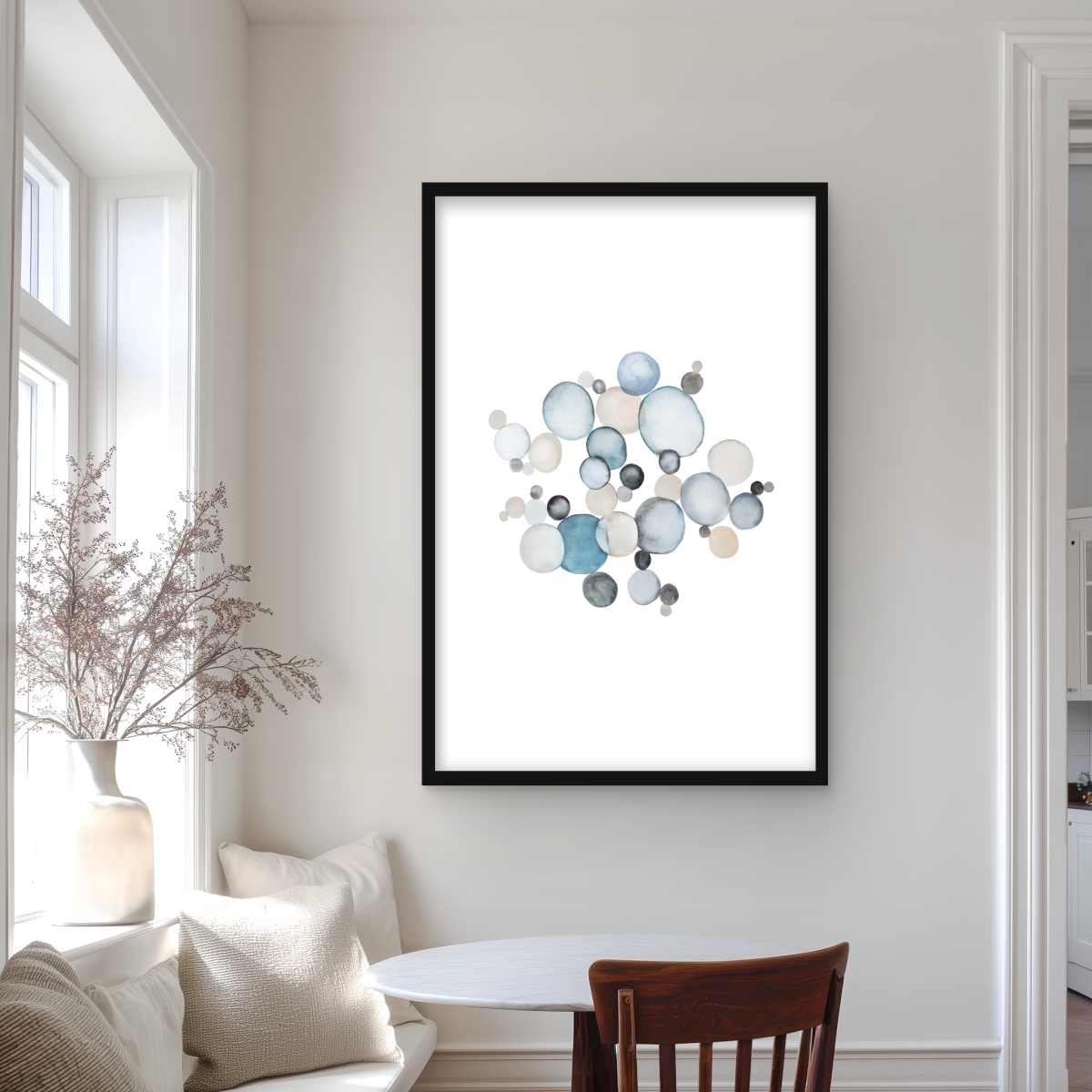 C1FM2436XCL4SC 24 x 36 in. Round Pebbles - Minimalist Bathroom Framed Matted Print