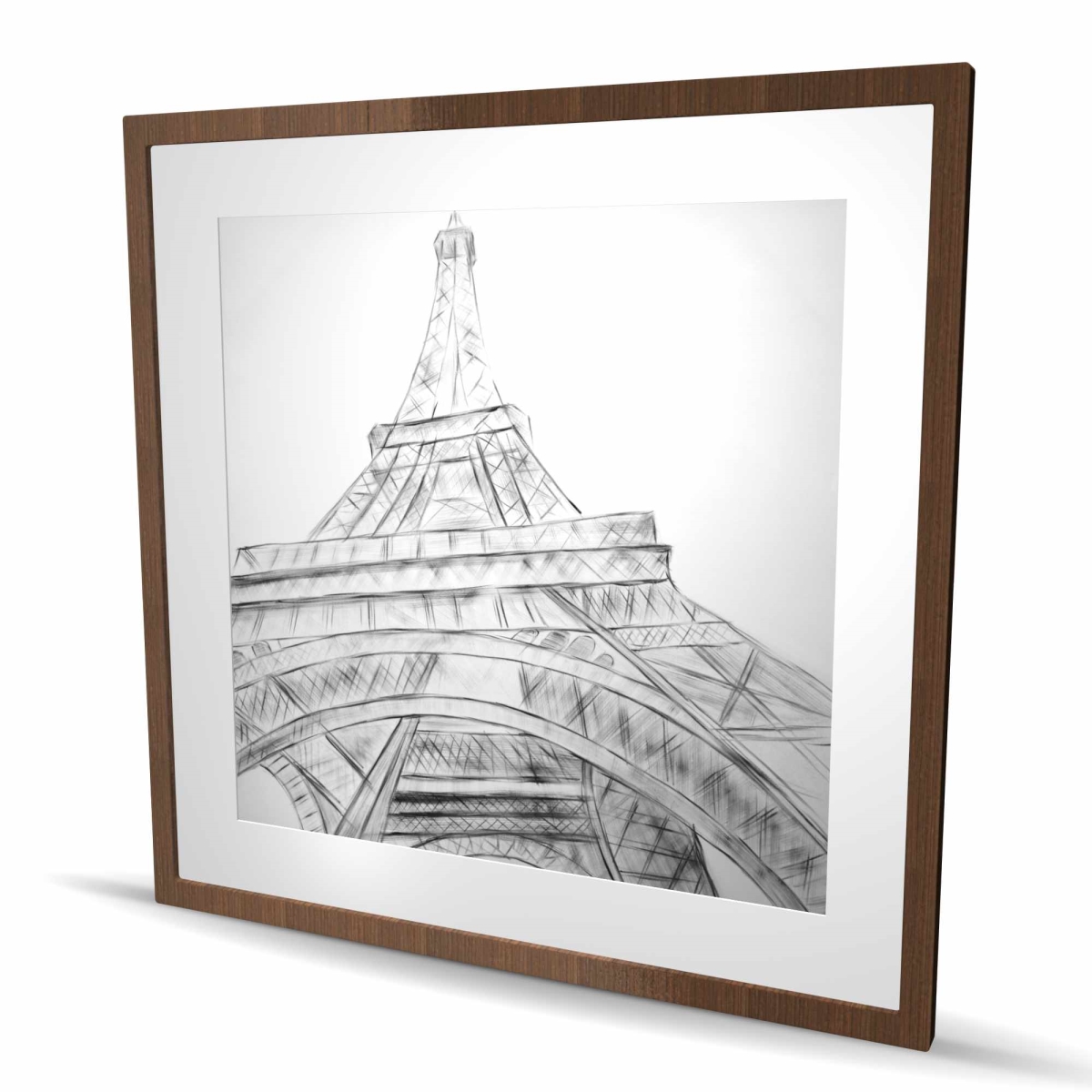 C1FM36368KHOF4 36 x 36 in. Eiffel Tower Sketch Black & White - Framed Print for Decor