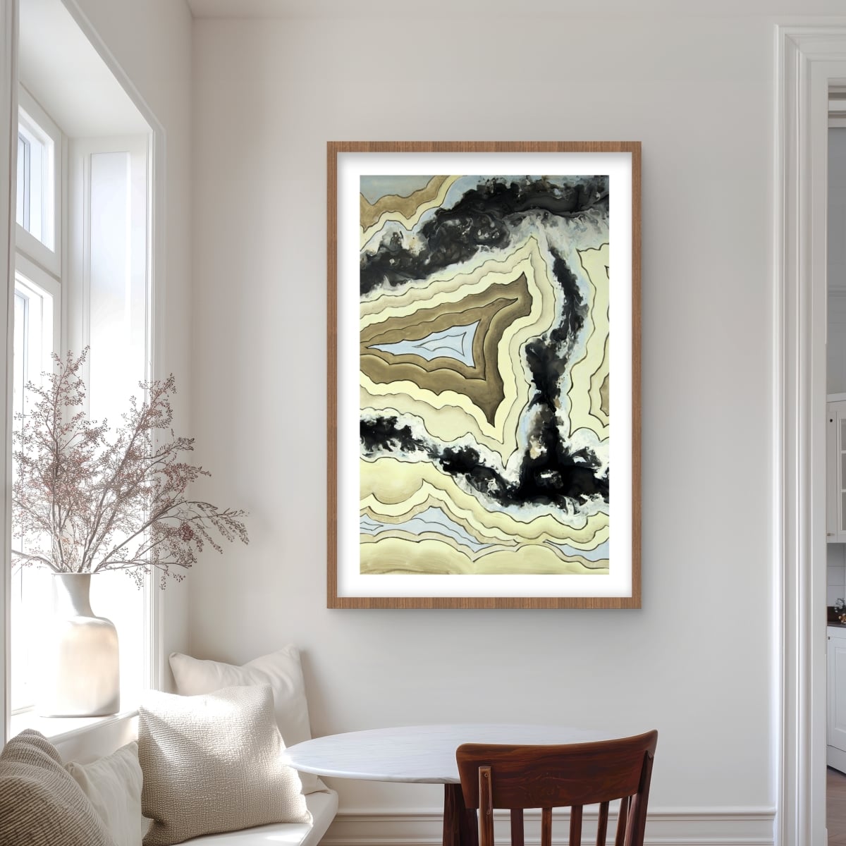 C1FM2436FRGCB6 24 x 36 in. Lace Agate - Modern Framed Matted Print for Bathroom Decor
