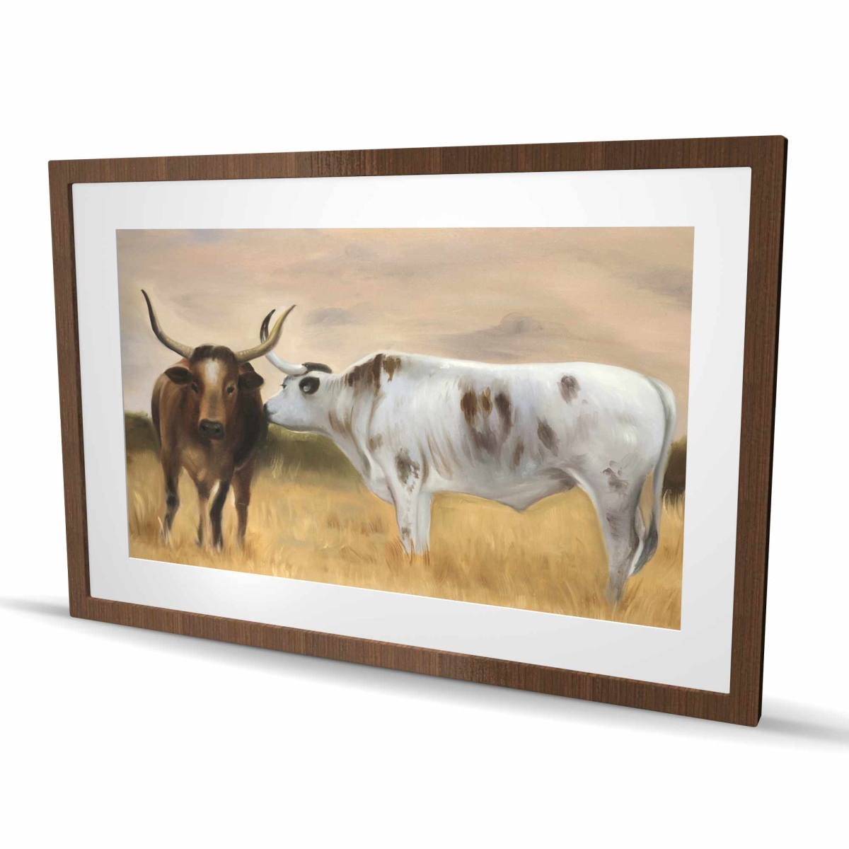 C1FM2436GKTIZS 24 x 36 in. Nguni Herd - Rustic Framed Matted Print for Home Decor