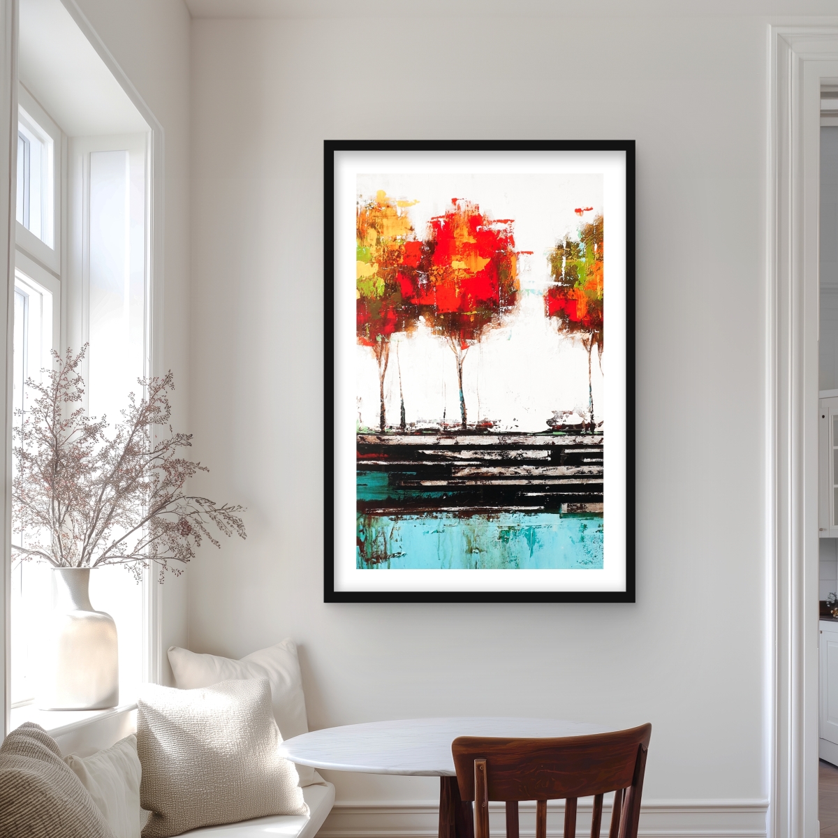 C1FM2436SP4X7K 24 x 36 in. Modern Style Trees - Framed Matted Print for Home Decor