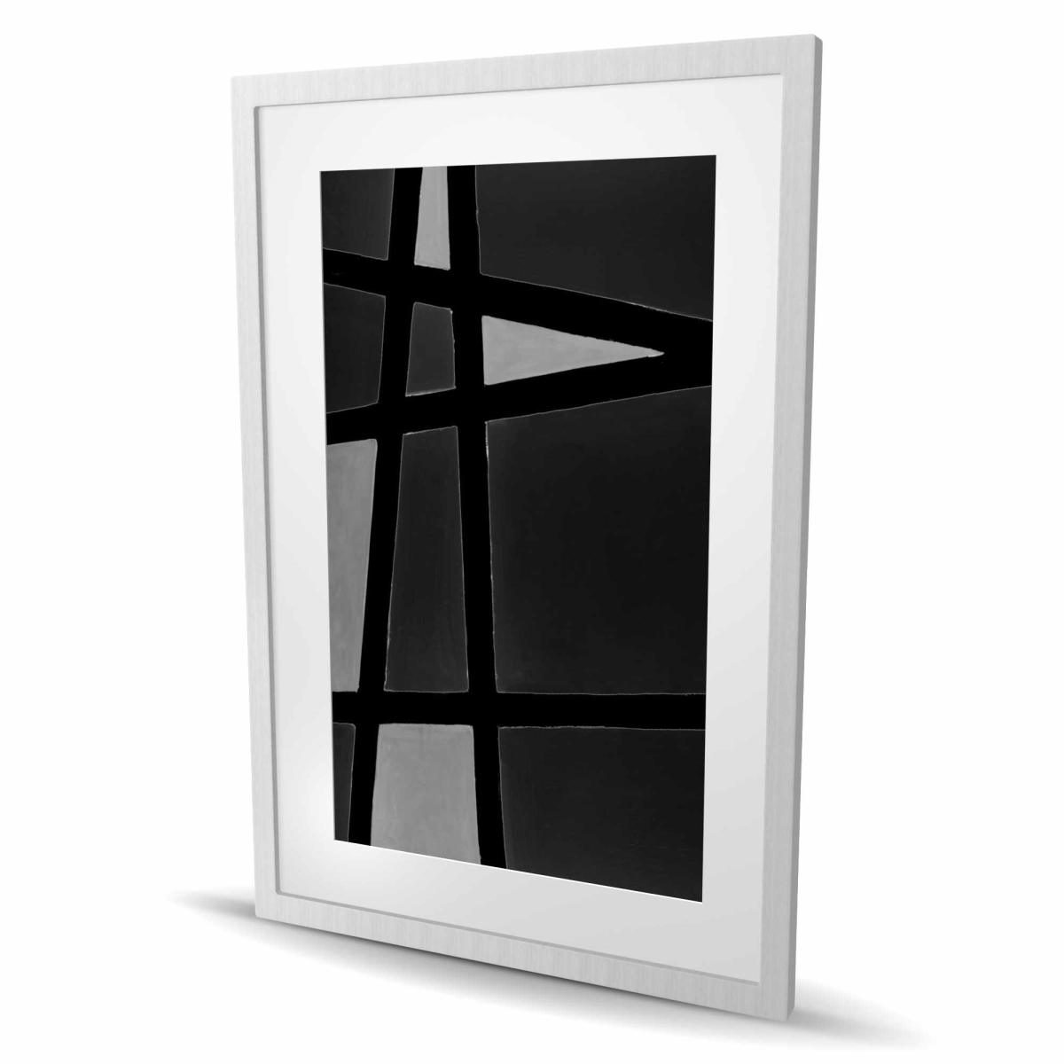 C1FM2436SQELH4 24 x 36 in. Black & White Abstract Shapes - Framed Matted Print Decor