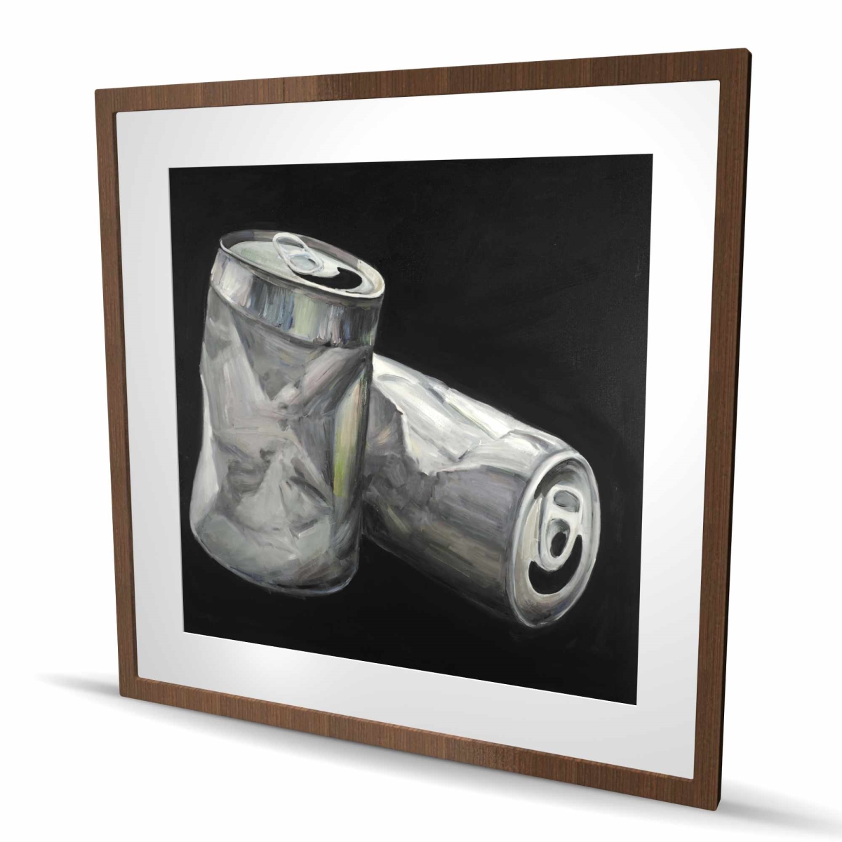 C1FM3636ZRLRBR 36 x 36 in. Empty Cans - Black Object Framed Matted Print for Home Decor