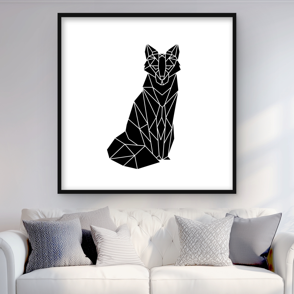C1FM3636Y54D0O 36 x 36 in. Geometric Fox - Framed Matted Print for Bedroom Decor